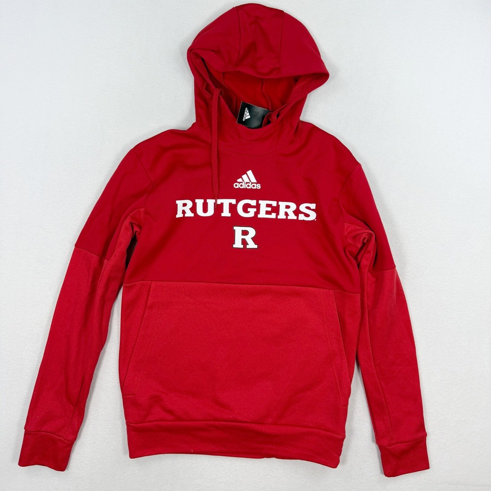 Adidas Rutgers Pullover Red Hooded Sweatshirt Size S Mens - NEW